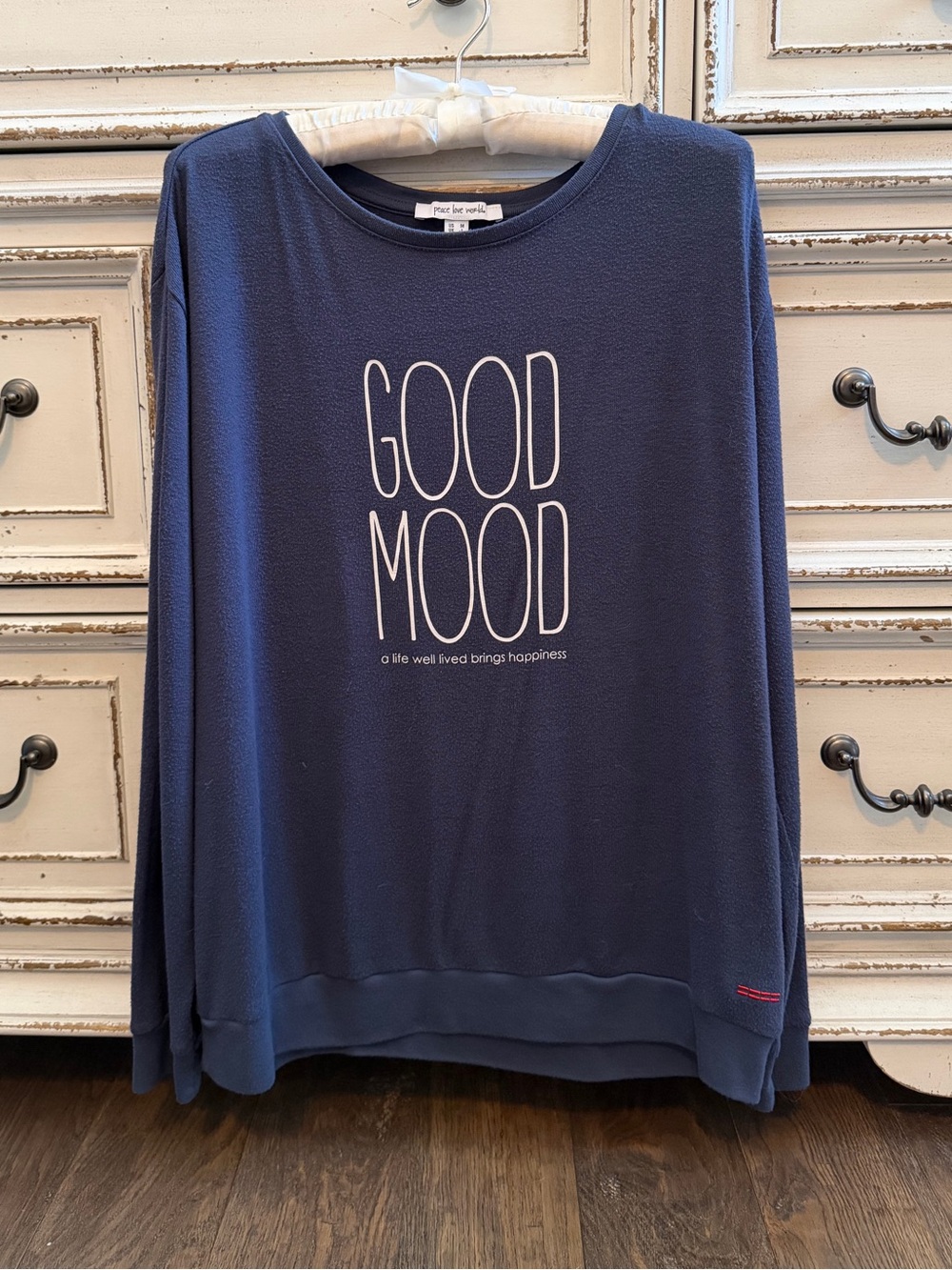 Peace Love World Navy Crewneck Sweatshirt